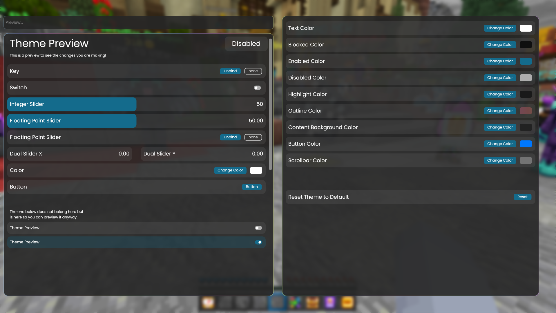 The Onix Client theming and HUD editor interface